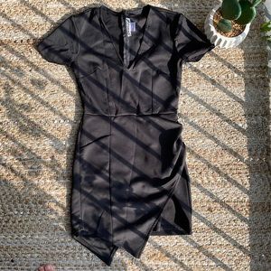 Black V Neck Mini Dress